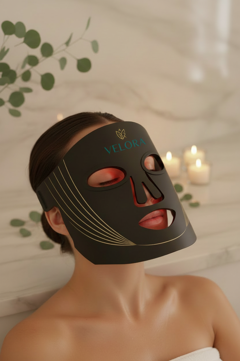 Hyperrealistisk modell med Velora LED-maske